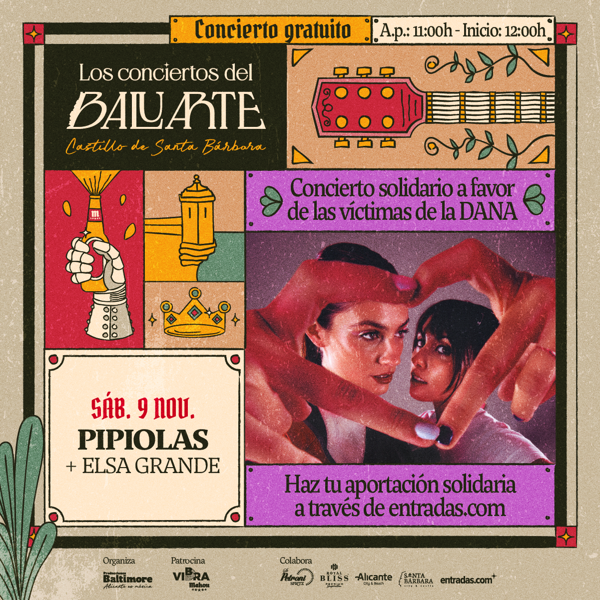 El concierto gratuito de Pipiolas y Elsa Grande, del próximo sábado, 9 de noviembre, recaudará fondos a favor de las víctimas de la DANA 